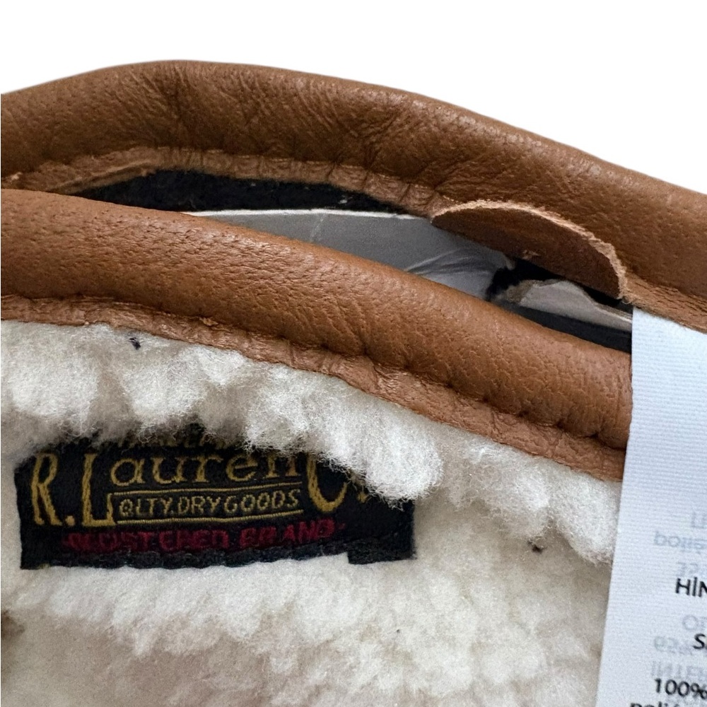 Polo Ralphs Lauren Fleece & Leather Insulated Touch Gloves White/Tan Size M - Picture 8 of 12